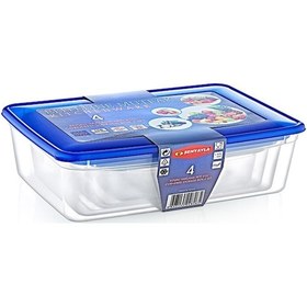 Resim 4'lü Köşeli Saklama Kabı Seti Çok Renkli 