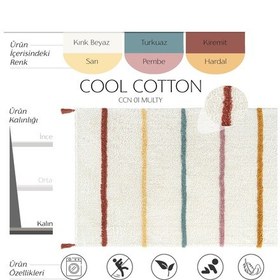 Resim Cool Halı Cool Cotton Ccn 01 Multy Xw Makinede Yıkanabilir Kaymaz Taban Pamuk Dokuma Bebek Halısı Çok Renkli 