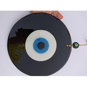 Resim Siyah El Yapımı Büyük Cam Nazar Boncuğu 25 Cm 