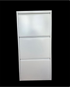 Resim 3'lü Metal Ayakkabılık Beyaz- 3 Kapaklı Beyaz 