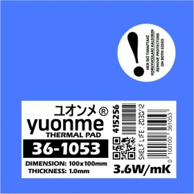 Resim Yuonme Termal Ped / Thermal Pad 1.0mm 3.6W/MK 100X100MM 36-1053 