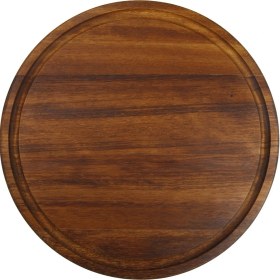 Resim Trio Steak Board Yuvarlak Kanallı Tahta 36 cm 