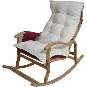 Resim BERNAR DOGAL AHŞAP Doğal Ahşap Erciyes Bordo/krem Çift Renkli Cepli Sallanan Sandalye Dinlenme,emzirme,tv,okuma, 