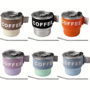 Resim 1Set/2pcs Yaratıcı Ins Style 304 Paslanmaz Çelik Kahve Bardağı, Kapaklı ve Pipetli 250Ml Kahve Bardağı, Tekrar Kullanılabilir, Çok Amaçlı, Seyahat Kahve Bardağı, Taşınabilir Bardak, Çoklu Renkler, Dış Mekan ve Ev Kullanımı İçin Uygun - İdeal Hediye, Kahve Bardağı, Kahve, Sıcak İçecekler, Soğuk İçecekler, Su Şişeleri, İçecekler İçin Uygun 