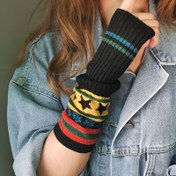 Resim COVERBUTER Kadınlar İçin Bohem Yıldız Desenli Renk Bloklu Kış Eldivenleri - Esnek ve Sıcak, Günlük Kullanım için El Örtüleri, Elde Yıkama/Kuru Temizleme, Şık Tasarım, Jakar Dokulu 