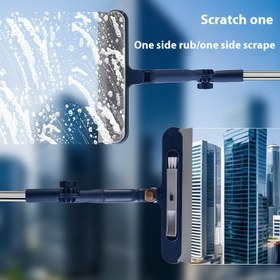 Resim Uzatılmış Pencere Temizleme Aracı - 180° Dönebilen Çift Taraflı Temizleyici, Ergonomik Tutma Sapı, İç/Dış Mekan Kullanımı İçin Güç Gerektirmez, Pencereler, Cam Kapılar ve Daha Fazlası İçin Mükemmel, Pencere Temizleme Aracı | Ergonomik Tutma Sapı | Plastik Yapı, Pencere Temizleme Araçları 