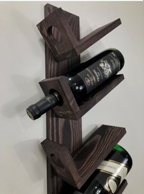 Resim Ahşap Şaraplık, Doğal Ahşap 4'lü Dekoratif Şaraplık, Venge 
