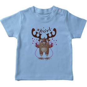 Resim Angemiel Baby Spor Yapan Geyik Erkek Bebek Tişört Mavi B0142MDBBKETSRT 