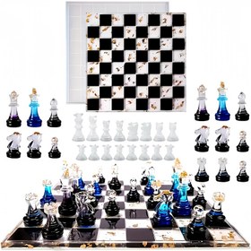 Resim 3D Reçine Satranç Döküm Kalıbı Seti - Kendi DIY Satranç Oyununuzu Epoxy Reçine Reçine Döküm Kalıpları ile Oluşturun - Hobiler ve Satranç Tutkunları için Mükemmel (6 Satranç + 1 Tahta Kalıbı; 16 Satranç Kalıbı) 
