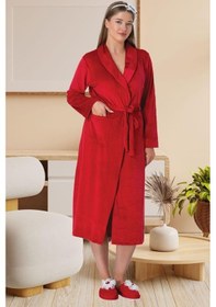 Resim Mecit 5915 Bayan Fransız Kadife Kırmızı Sabahlık 001 