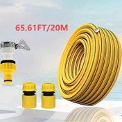 Resim 65.61ft/20m Sarı Bahçe Sulama Hortumu ile Hızlı Bağlayıcı - Dayanıklı PVC, Yüksek Basınçlı, Çim ve Bahçe Sulama için Ergonomik Kolu, Bahar/Bahar Sulama, Bitkileri Sulama için Bahçe Hortumları, Sağlam Bağlayıcı Tasarımı 