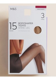 Resim Marks & Spencer 3'lü 15 Denye Şekillendirici Külotlu Çorap Seti T60002344 Bej 