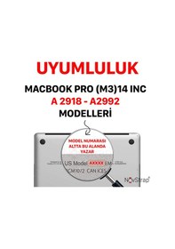 Resim Novstrap Apple Uyumlu MacBook Pro M3 14 İnç A2992 A2918 Türkçe Q Klavye Siyah Klavye Koruyucu Kılıf Karışık Çok Renkli 