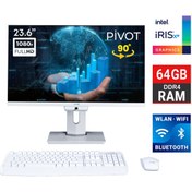 Resim Turbox TAxPro6 i7 1265U 64GB DDR4 Ram 2TB SSD 23.6 inç FHD Pivot BT Webcam WiFi All in One PC 