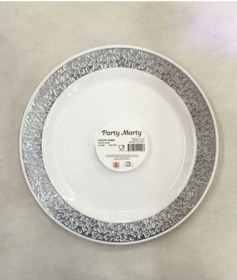 Resim Nedi Özel Günler Plastik Tabak Gümüş Varaklı 18cm 6lı 