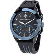 Resim Maserati R8871612006 Çelik Kronograf 10 Atm Su Geçirmez İtalyan Dizayn Gece Gündüz Takvimli Vidalı Tepe Silikon Kordon Siyah Renk Erkek Kol Saati Çok Renkli 