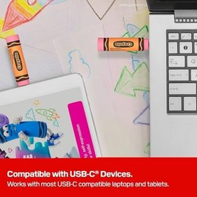 Resim SANDISK 128GB Crayola USB-C Flash Sürücü, Mango Tango - 300MB/s'ye kadar Okuma hızı, USB 3.2 Gen 1, USB Type-C - Pastel Boya Şekilli Sürücü - SDCZIC-128G-G46O 