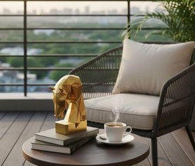 Resim Dekoratif Kitap Tutucu Kübit At Figürlü Biblo Gold 