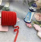 Resim e tuhafiye 3 Metre Kırmızı- Dokulu Kadife Şerit Kurdele-Noel-Yılbaşı Süsleme (1 Cm) 