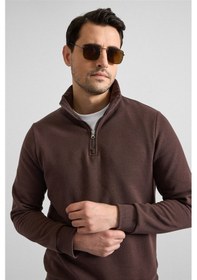 Resim Süvari Koyu Kahve Regular Düz Yarım Balıkçı Yaka Sweatshirt Ssw2013700001-kh9 Koyu Kahverengi 