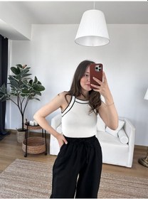Resim İnce Çizgili Atlet Beyaz 