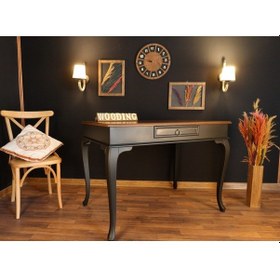 Resim Wooding-Mobilya Wooding 100 Cm Çekmeceli Masif Siyah Ceviz Çalışma Masası 