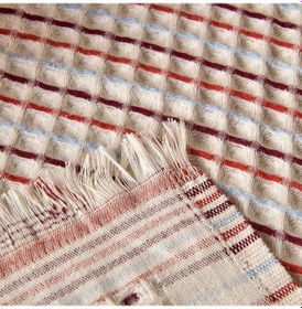 Resim Soft Waffle Koltuk Şalı - Ekru / Kiremit - 120x170 Cm Çok Renkli 
