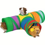Resim 3 Yollu Katlanabilir Yabani Tavşan Tüneli - Etkileşimli Toplu Eğlenceli Gizlenme ve Oyun Tüpü Hamster, Çinko, Ferret ve Genç Tavşanlar İçin - Dayanıklı Kumaş, Şık ve Eğlenceli Çoklu Kanal Tasarımı, Küçük Evcil Tavşan Tüneli | Canlı Tüneller | Sağlam Yapı 