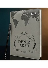 Resim Bk Gift Kişiye Özel İsimli Termo Sert Kapak 2026 Gri Ajanda & Kalem -6, Öğretmenler Günü Hediyesi, Yeni İş Hediyesi 35308 Bk Gift Renkli 