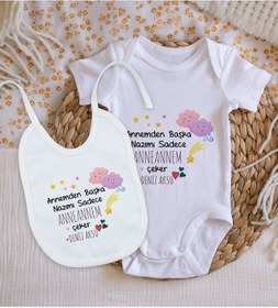 Resim Bitmeyenkartus Bk Kids Kişiye Özel Anneannem Tasarımlı Bebek Body Zıbın Ve Mama Çok Renkli 