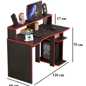 Resim Arvessohome Oyuncu Masası Gamer Model Çalışma Masası Siyah-Kırmızı Model 
