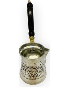 Resim Paşa İşlemeli 4 Kişilik Kalaylı Bakır Cezve 