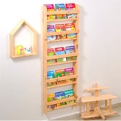 Resim MiniWood Çocuk Odası Eğitici Montessori Mobilya Kitaplık Raf Duvar Rafı 5 Li 