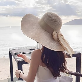 Resim 1 adet Ekstra Büyük Geniş Kenarlı Kadın Hasır Şapka - Katlanabilir, Nefes Alabilir, Koruma Plaj Tatili Kapağı ile Ayarlanabilir Çekme, Bahar/Sonbahar Açık Hava Aktiviteleri, Plaj Ha için Mükemmel 