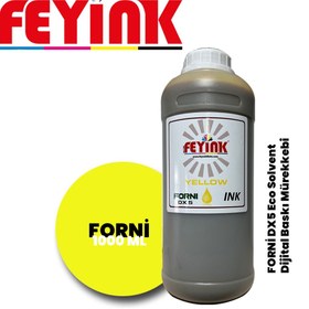 Resim FEYİNK ® Forni Ecosolvent Dijital Baskı Mürekkebi Epson DX5 Kafa Uyumlu Yellow (Sarı) -1000ml- 