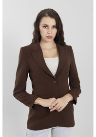 Resim Feminist Kahve Vatkalı Astarlı Blazer Ceket 0105110.05 Kahverengi 