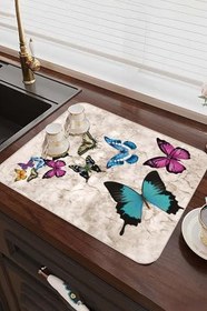 Resim Yıkanabilir Bulasik Kurutma Mati Kurulama Bezi Kurutma Örtüsü Tezgah Üstü Bulaşıklık 40X50 Cm, Bej-3 
