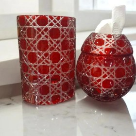 Resim Ayz Home Kesme Kristal Cam Peçetelik ve Çöplüğü. 