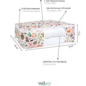 Resim 5'li 70X50X25 cm Set Baza Altı Düzenleyici Pencereli Büyük Boy Hurç Sevimli Çocuk Desenli 