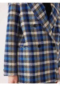 Resim Ekose Desen Saks Kruvaze Oversize Blazer Ceket 001 
