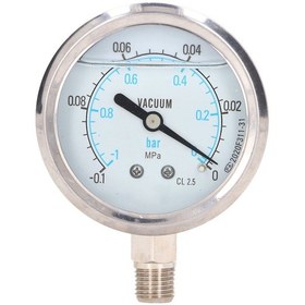 Resim Moveevo Stainless Steel Vakum Basınç Ölçer, 1/4" Npt Bağlantı, -0.1 0 Mpa Aralığı, Su Ve Yağ İçin Uygun, Çift Ölçekli 