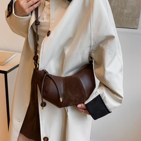 Resim Kadın Moda Omuz Çantası, Suni Kadife ve Düz Renk, Fermuar Kapak, Kumaş Astar, Boyalı Kenar, Günlük ve Özel Durumlar İçin Çok Yönlü - Siyah/Buruk/Kahverengi/Bej 
