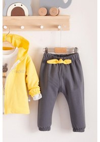 Resim Prences Nakışlı Kapişonlu 3'lü % 100 Pamuk Kız Bebek Takımı Sarı 