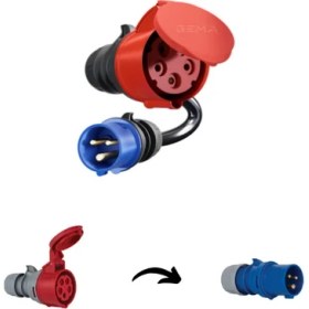 Resim Gema 5X32A Cee Trifaze Fiş – 3X16A Cee Dönüştürücü Adaptör (Fronius Wattpilot, Go-E Gemini, Khons) 
