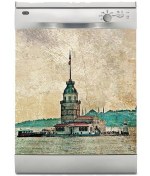Resim Jasmin2020 Bulaşık Makinası Sticker Kaplama Etiketi Kız Kulesi Vintage 