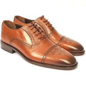 Resim Pierre Cardin Erkek Klasik Deri Oxford Ayakkabı - Minimalist Tasarım - Taba / 42 
