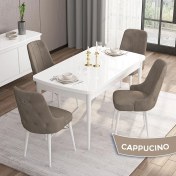 Resim Canisa Concept Are Serisi 80 x 132 cm Açılabilir Mdf Masa Beyaz Mutfak Masa Takımı 4 Sandalye Gümüş Halkalı 