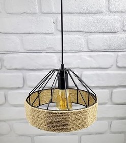 Resim Siyah Metal Tel Konik Halatlı Model Cafe Restaurant Hol mutfak Tekli Sarkıt Avize Aydınlatma 