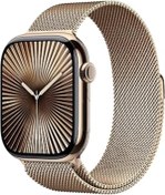 Resim Genel Markalar Apple Watch Series 10 Gps Cellular 46 Mm Altın Rengi Kasa Akıllı Saat Ve Altın Rengi Milano Loop 