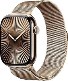 Resim Genel Markalar Apple Watch Series 10 Gps Cellular 46 Mm Altın Rengi Kasa Akıllı Saat Ve Altın Rengi Milano Loop 